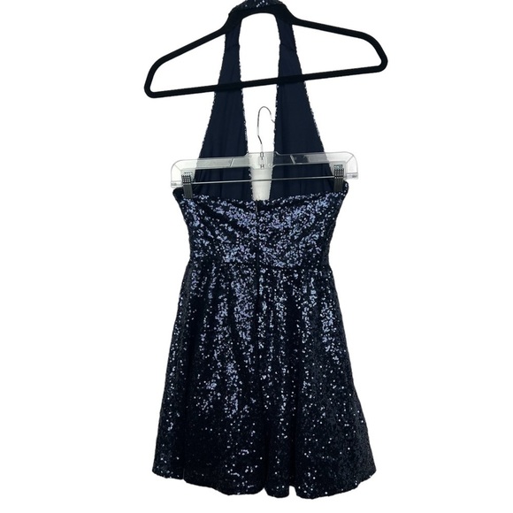 Missguided Blue Sequin Halter Mini Dress US 4 - Picture 3 of 12